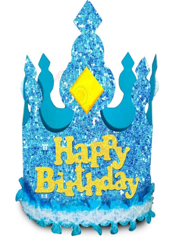 بروبسيكل قبعة عيد ميلاد لامعة زرقاء من بروبسكل للأولاد - (عبوة من قطعة واحدة) قبعة ورقية للحفلات مزودة بمطاط، غطاء رأس مثالي لجلسات التصوير والتزيين في أعياد ميلاد الأطفال - Image 1